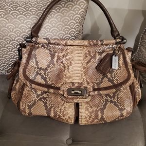 Authentic Coach Handbag.  Beautiful brown and tan snake skin. Large in sizes.